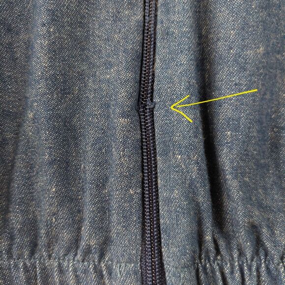 Vintage Coco Bay Miami Women Zip Jacket Denim 80s Medium Damaged Zipper Grandma - Picture 12 of 15